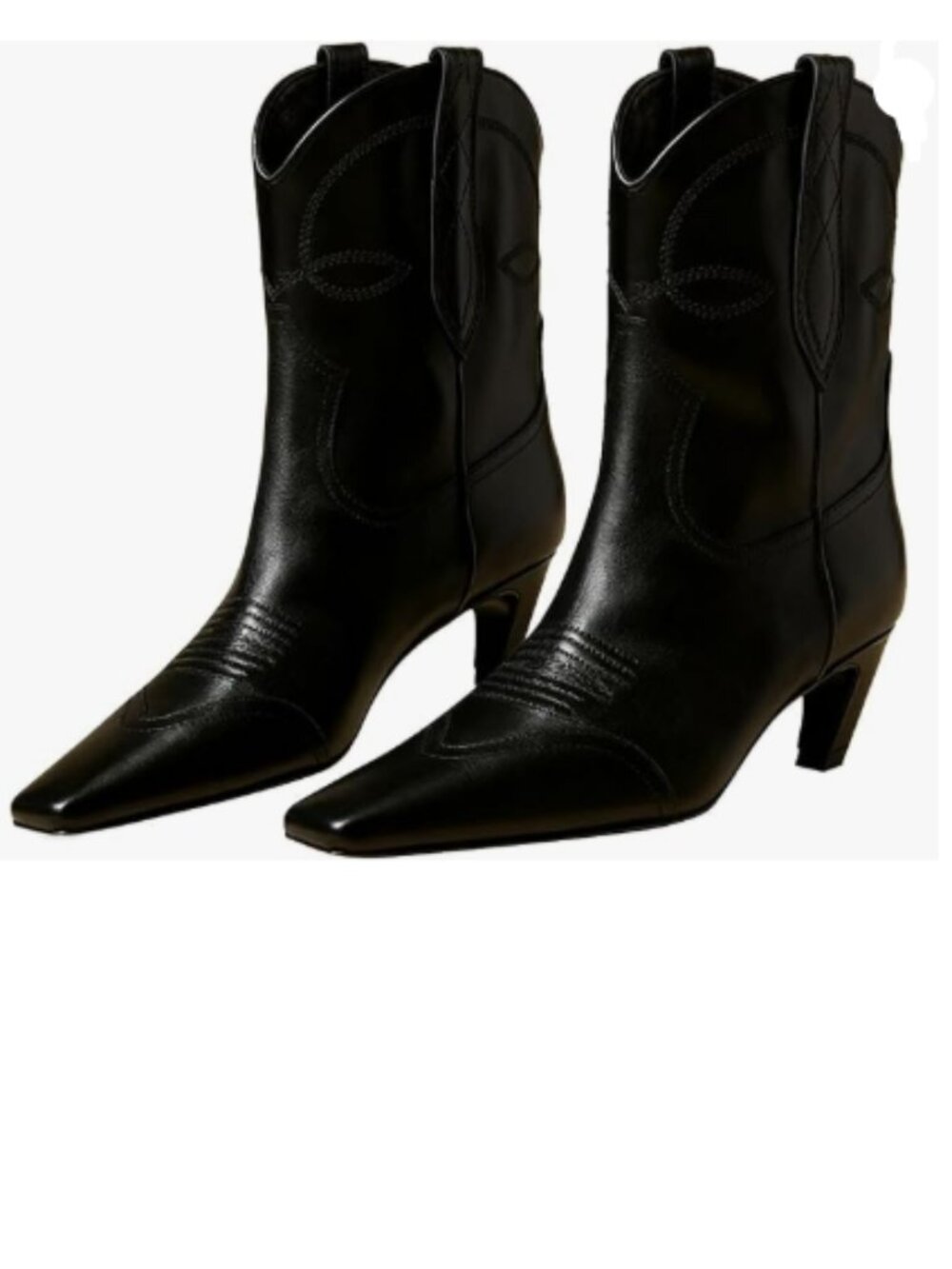 FSJ Black Square Toe Comfort Kitten Low Heel Ankle Boot Pull On Bootie Winter Co